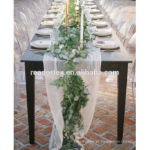 Greenery White chiffon elegante e macio de mesa corredor